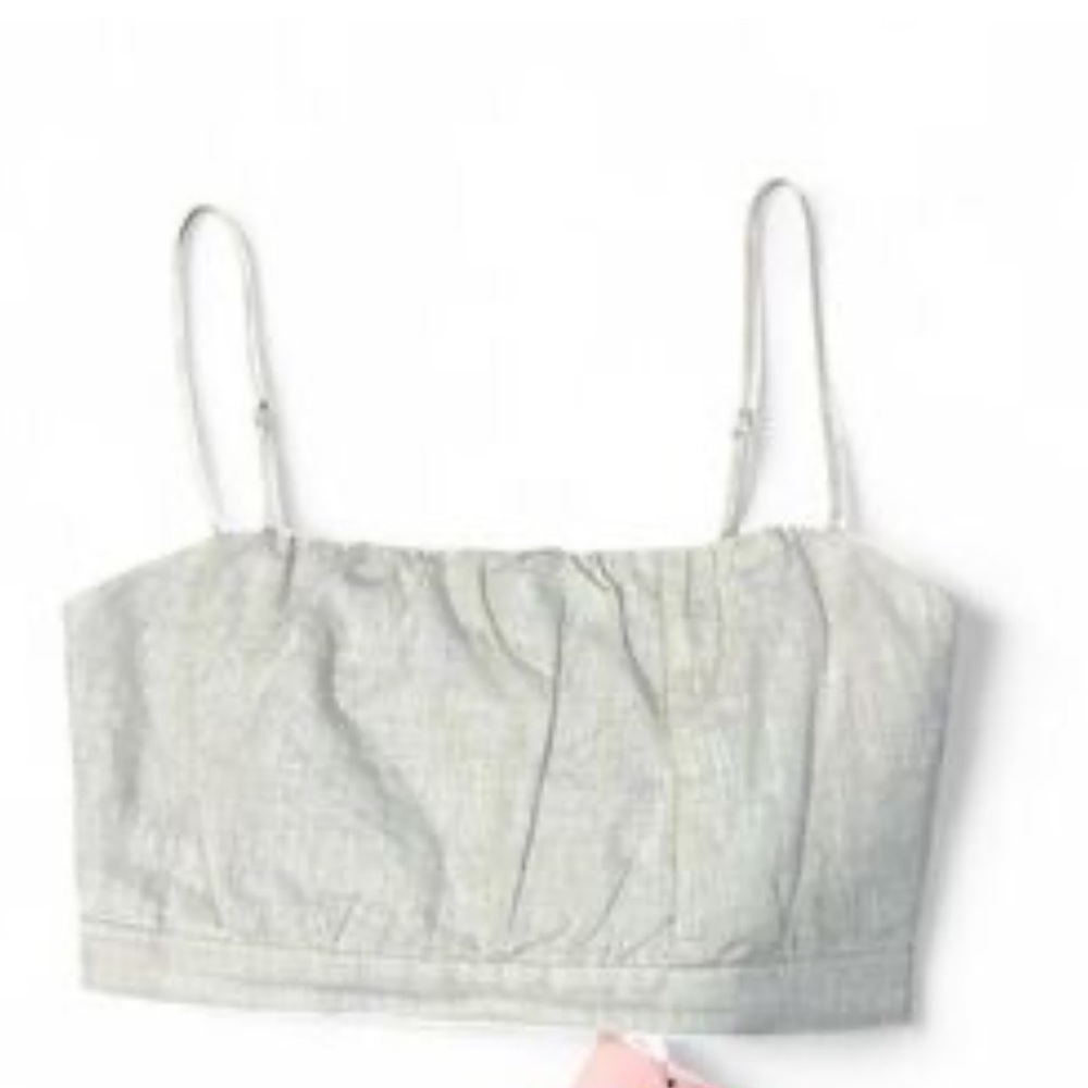 Leyden 100% Linen Cami Crop Top NWOT Size M - Picture 3 of 9